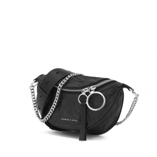 Charles Keith Chain Shoulder Messenger Bag Chest Bag Black Charles Keith Chain Shoulder Messenger Bag Chest Bag Black